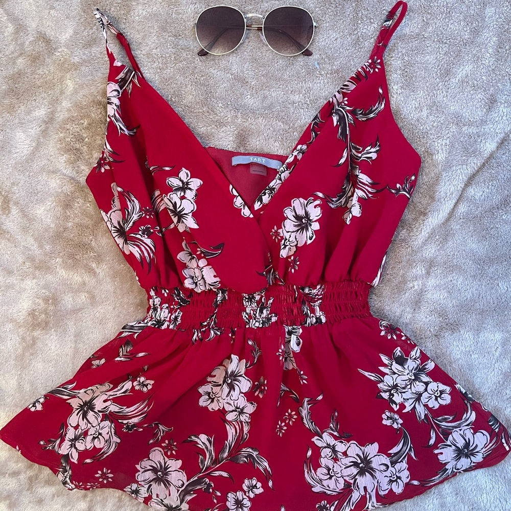 Red floral top